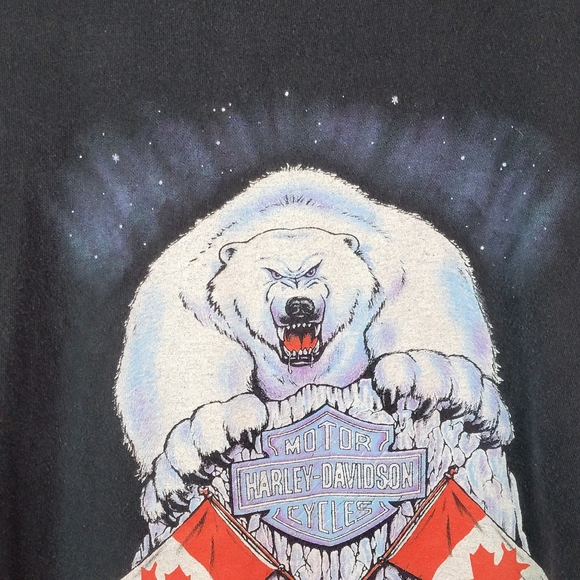 Harley-Davidson Vintage 90's Polar Bear "Great White Ride" Single Stitched Tee L - Picture 5 of 13